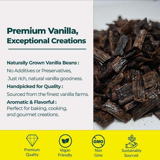 Grade B vanilla bean cuts premium quality natural vanilla pieces for extracts baking and food industry bulk supplier