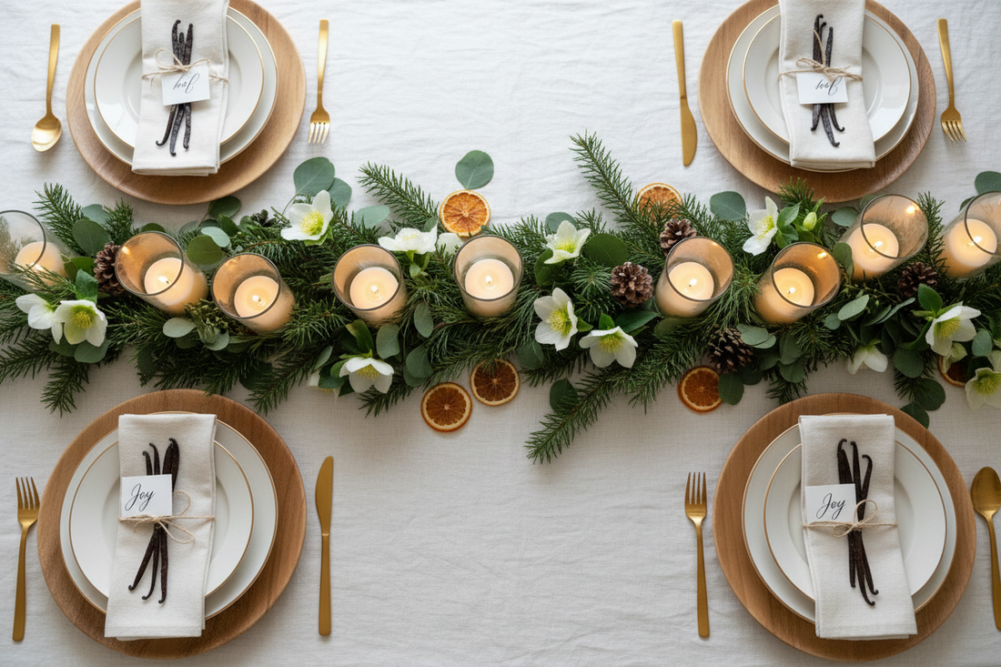 Simple Christmas Table Setting Ideas Using Natural Decor: A Vanilla-Inspired Guide by Aayuluxe