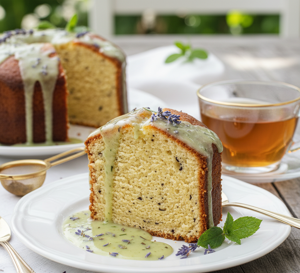 Vanilla Bean Pound Cake with Herbal Tea Glaze