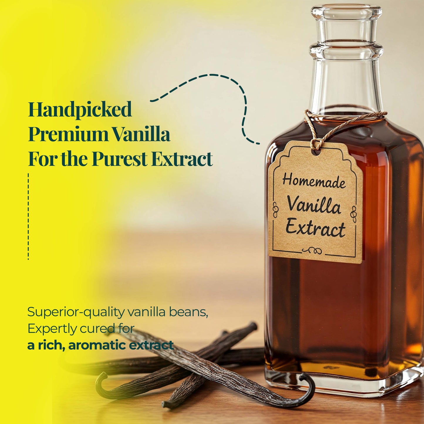 premium vanilla extract bottle with vanilla beans handpicked natural vanilla for pure extract rich aromatic flavor baking use